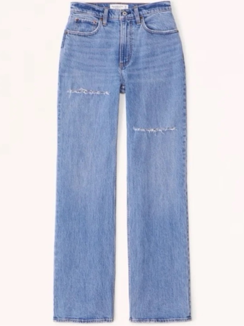 Abercrombie & Fitch Curve Love High Rise 90s Relaxed Jean — Medium Destroy